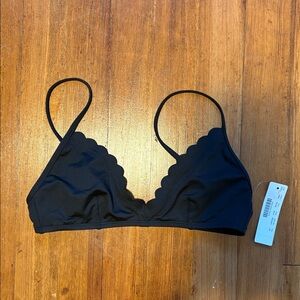 J.Crew Women’s Size Extra Small Scalloped Swim Bikini Top Black XS NWT